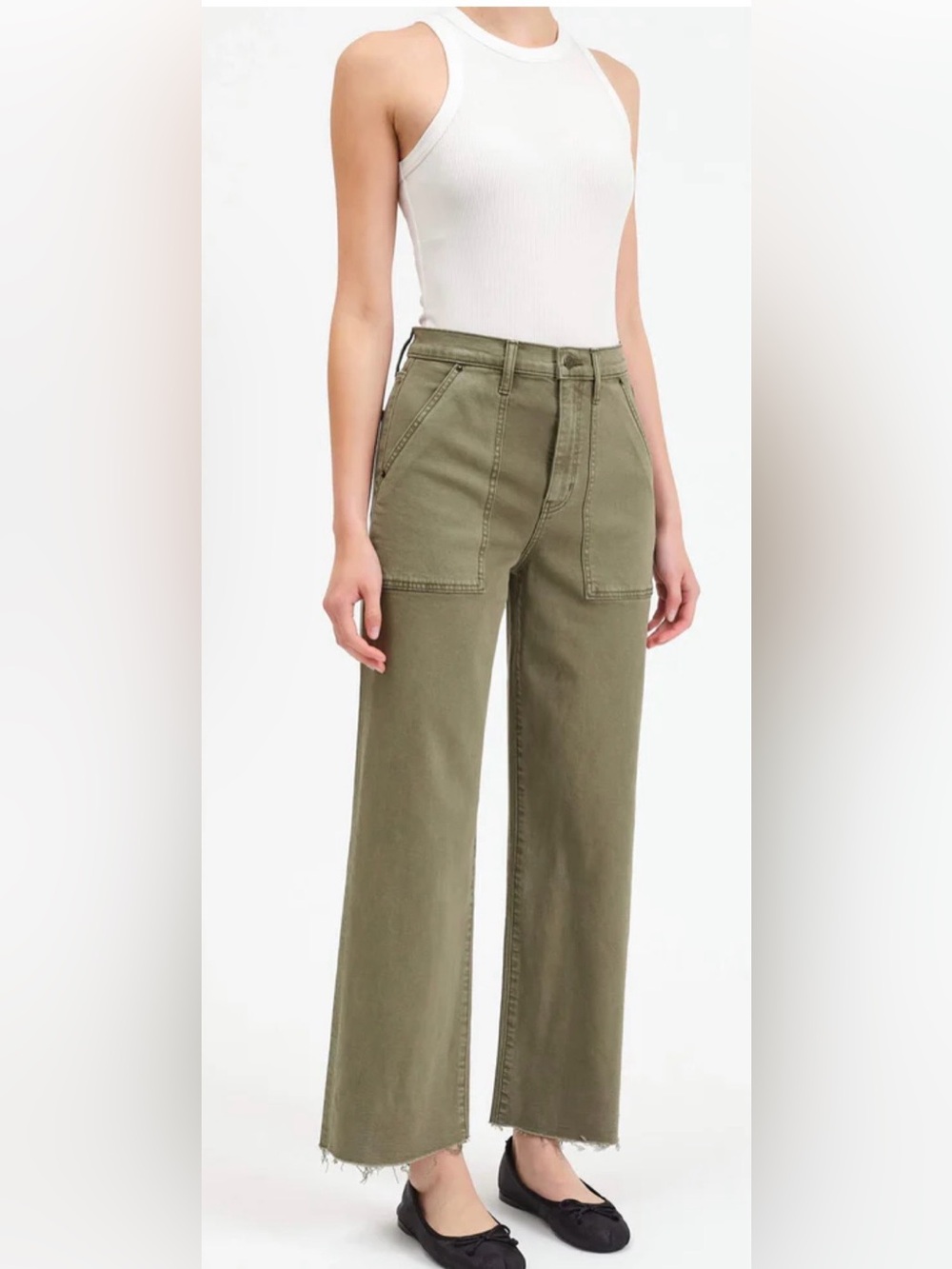 Daze High-Rise Wide Leg Utility Pants - Olive